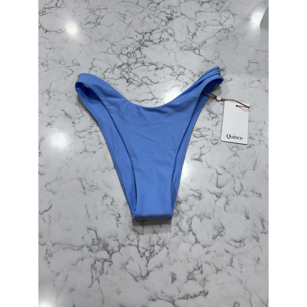 NWT Quince Light Blue High Leg Dipped Bikini Bottom Size Small